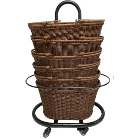 2 tier oval stand with polywicker shopping baskets