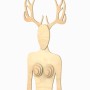 Wooden Female Body Form on Stand Deer Head