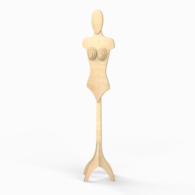 Wooden Female Body Form on Stand Oval Head no arms