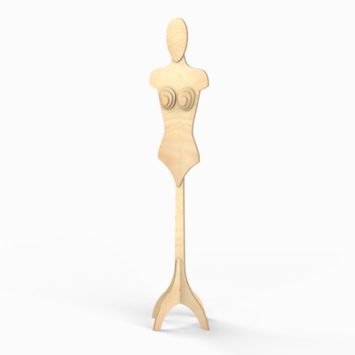 Wooden Female Body Form on Stand Oval Head no arms