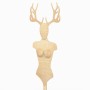 Wooden Female Body Form on Stand Deer Head no arms