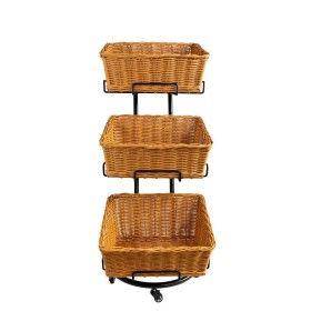 Rectangular Slant-Sided Polywicker Basket Stand