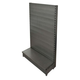 Low Base Single Sided Pegboard Gondola Black/Hammertone