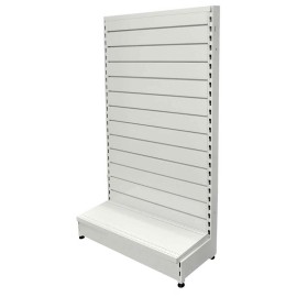 Low Base Single Sided Metal Slatwall Gondola White