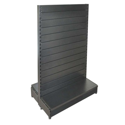 Low Base Double Sided Metal Slatwall Gondola Black/Hammertone