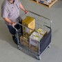 Compact folding roll cage trolley. 2-sided with base shelf