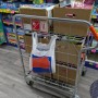 Compact folding roll cage trolley. 2-sided with base shelf