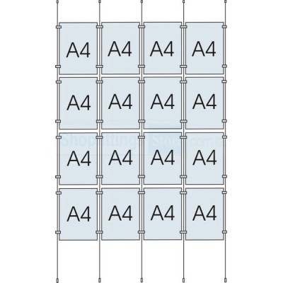 Cable Display Kit 16x A4 Sign Holder Portrait