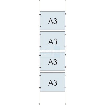Cable Display Kit 4x A3 Sign Holder Landscape