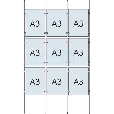 Cable Display Kit 9x A3 Sign Holder Portrait