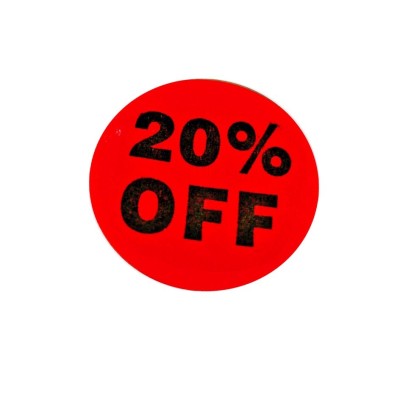 "20% OFF" Sale Stickers - 500pcs/roll 