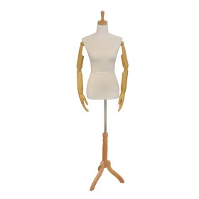 Female Fabric Torso Premium With Wooden Arms and Base
