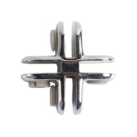 4 Way Glass Connector for Cube Displays Chrome