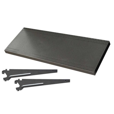 Metal Gondola Shelf with 2 Brackets Black/Hammertone