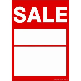 "WAS/NOW" Sale Sign card Writable & Reusable A5 or A4 -5 Pk 
