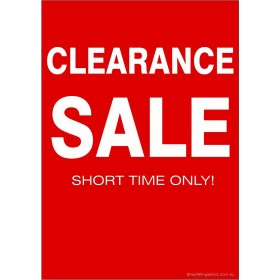 "CLEARANCE SALE"  - Sign Cards A4 - 5 Pack 