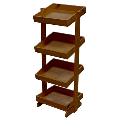 4 Tier Wooden Grocery Display Stand