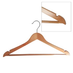 Adult Wood Shirt Hanger Natural with Rubber grip on Sholders and Timber Bar