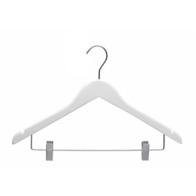Adult Wood Shirt Hanger with Clips White