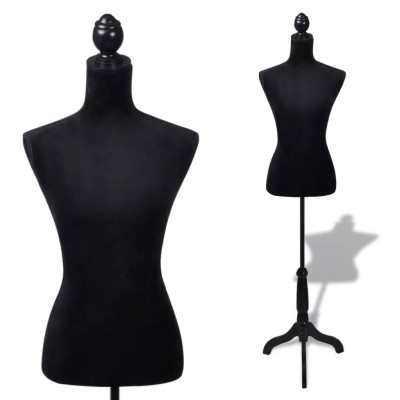 Velvet Female Fabric Torso Black with Base