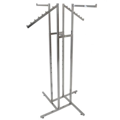 4 Way Clothing Rack With 2 Straight and 2 Waterfall Arms
