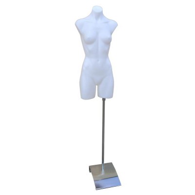 Female Plastic Torso with Base White