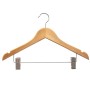Adult Wood Shirt Hanger with Clips Natural