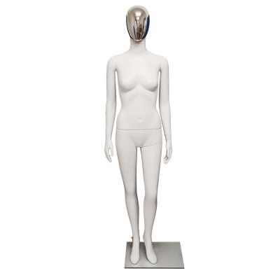 Premium Female Mannequin F49 White - Chrome Face