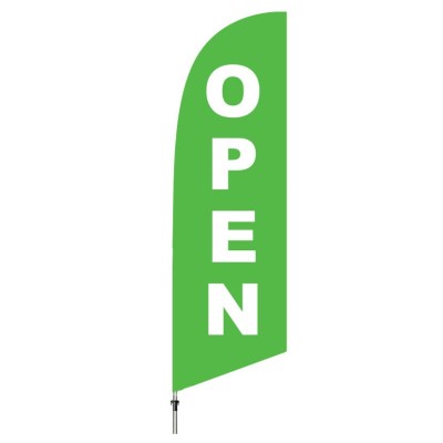 Green OPEN Double Side Feather Flag